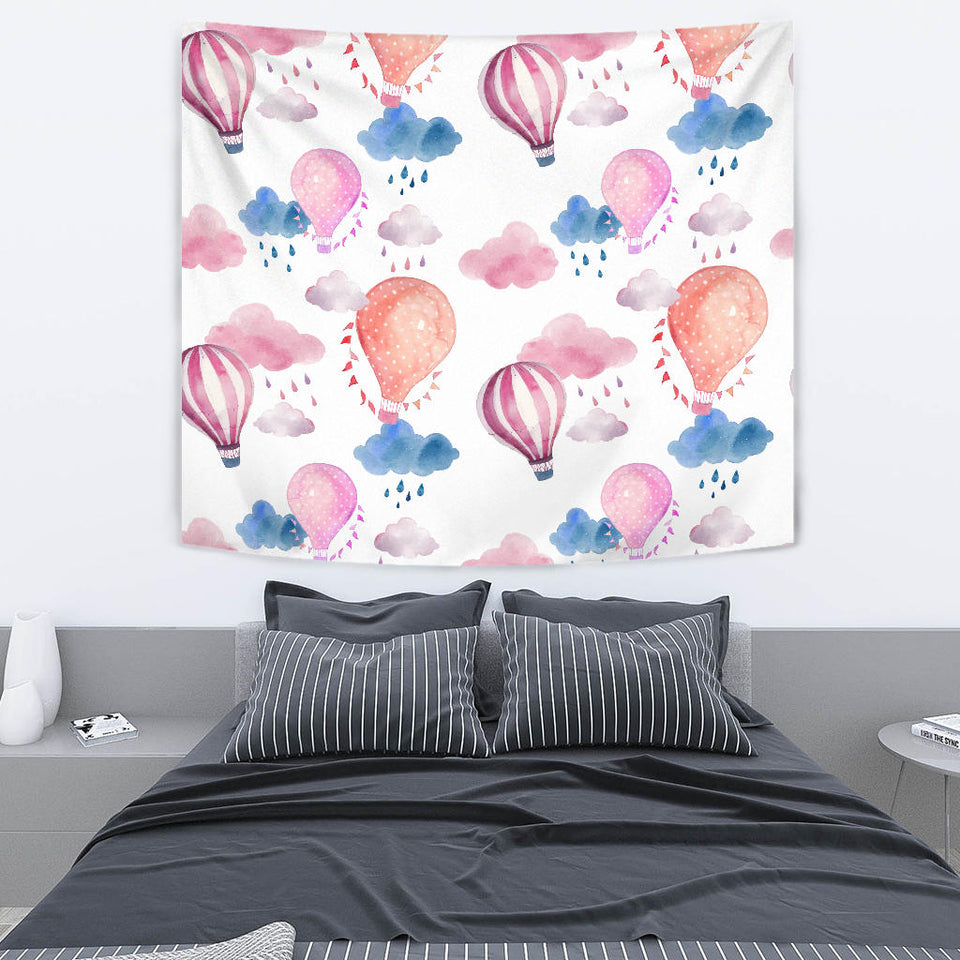 Watercolor Air Balloon Cloud Pattern Wall Tapestry