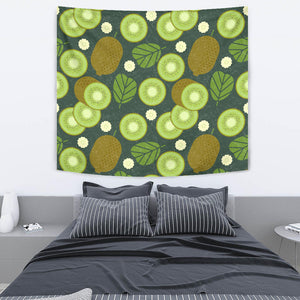 Whole Sliced Kiwi Leave And Flower Wall Tapestry
