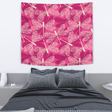 Beautiful Dragonfly Pink Background Wall Tapestry