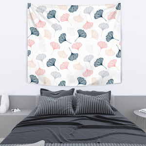 Black Gray Cream Coral Ginkgo Leaves Pattern Wall Tapestry