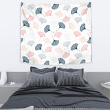 Black Gray Cream Coral Ginkgo Leaves Pattern Wall Tapestry