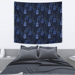 Blue Theme Guitar Pattern Wall Tapestry