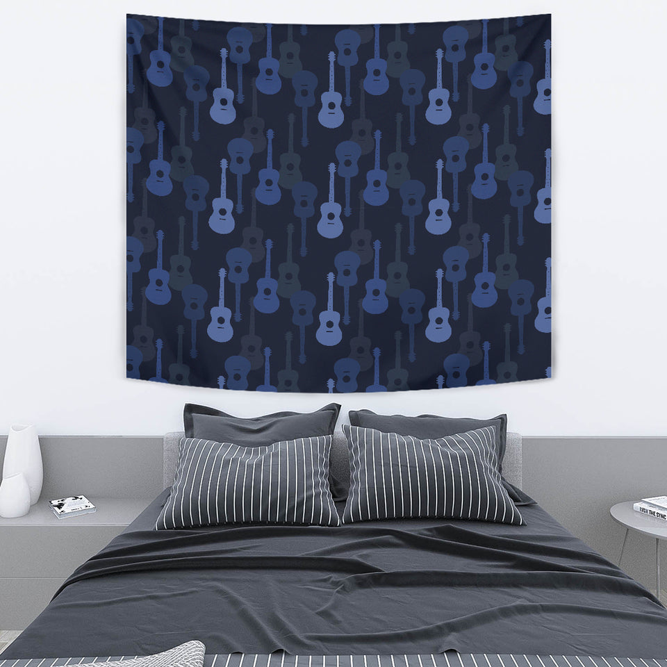 Blue Theme Guitar Pattern Wall Tapestry