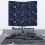 Blue Theme Guitar Pattern Wall Tapestry