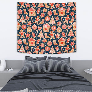 Christmas Gingerbread Cookie Pattern Wall Tapestry