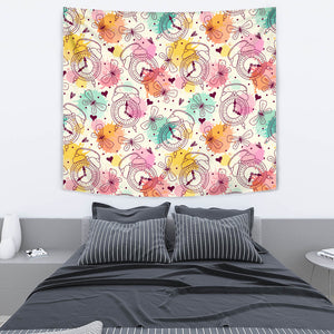 Clock Butterfly Pattern Wall Tapestry