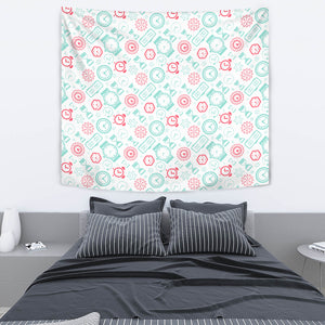 Clock Time Pattern Blackground Wall Tapestry