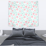 Clock Time Pattern Blackground Wall Tapestry