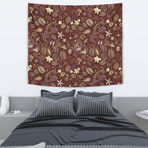 Coffee Bean Flower Pattern Wall Tapestry