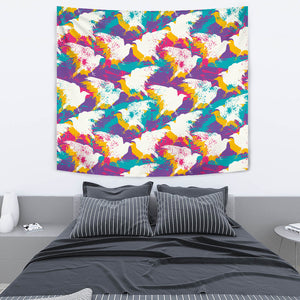 Colorful Crow Illustration Pattern Wall Tapestry
