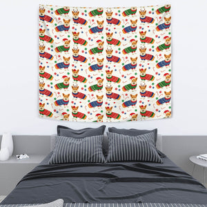 Corgi Christmas Pattern Wall Tapestry