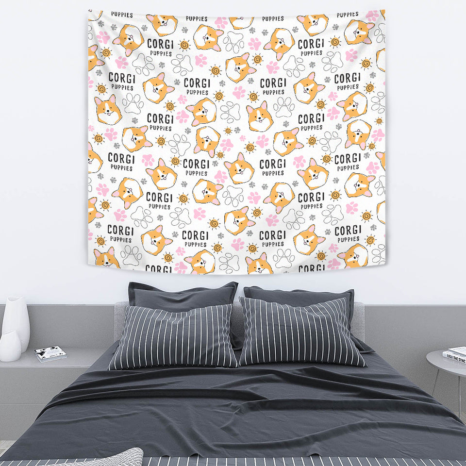 Corgi Dog Pattern Wall Tapestry