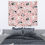 Cows Milk Product Pink Background Wall Tapestry