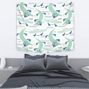 Crocodile Diver Pattern Wall Tapestry