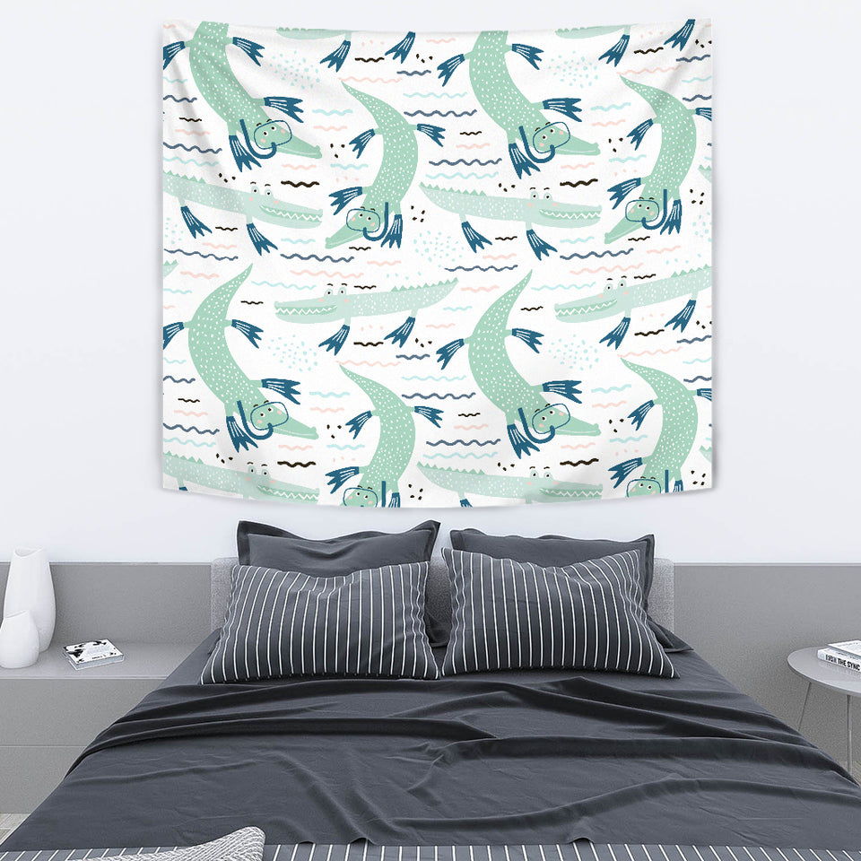 Crocodile Diver Pattern Wall Tapestry