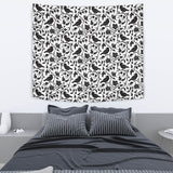 Crow Dark Floral Pattern Wall Tapestry