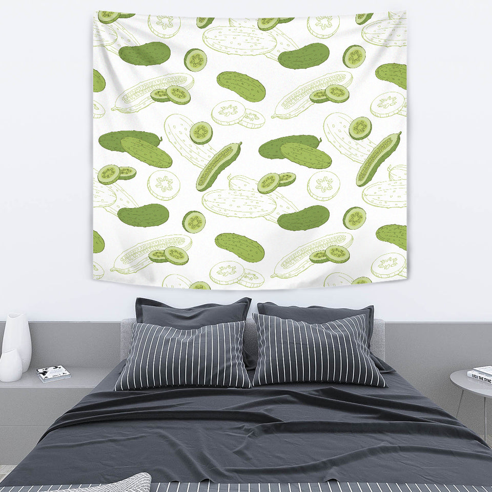 Cucumber Sketch Pattern Wall Tapestry