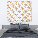 Cute Corgi Heart Star Bone Pattern Wall Tapestry