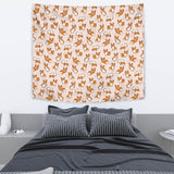 Cute Corgis Pattern Pink Background Wall Tapestry