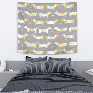 Cute Dachshund Dog Pattern Wall Tapestry
