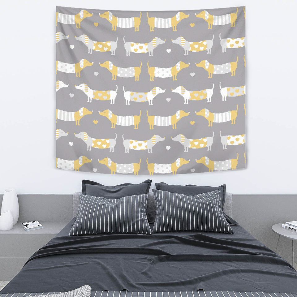 Cute Dachshund Dog Pattern Wall Tapestry