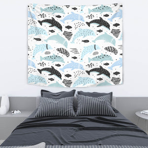 Cute Dolphins Childish Style Pattern Wall Tapestry