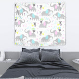Cute Elephant Mouse Pattern Wall Tapestry