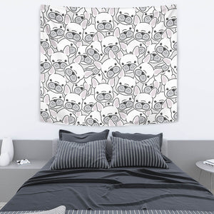 Cute French Bulldog Head Pattern Wall Tapestry