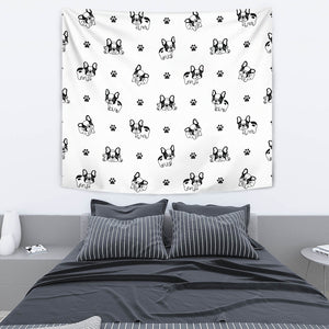 Cute French Bulldog Paw Pattern Wall Tapestry