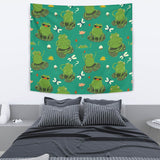 Cute Frog Dragonfly Design Pattern Wall Tapestry
