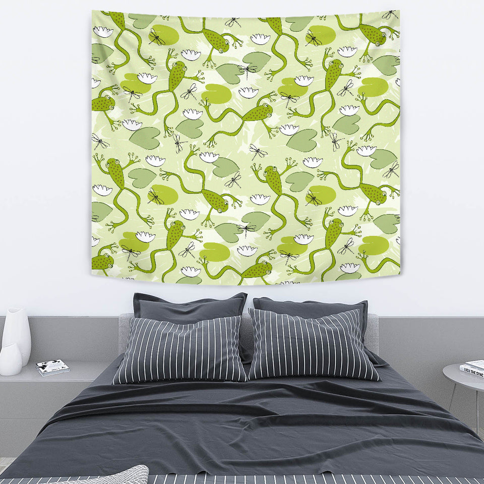 Cute Frog Dragonfly Pattern Wall Tapestry