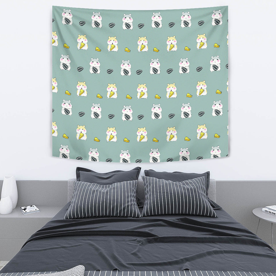 Cute Hamster Cheese Pattern Wall Tapestry