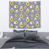 Cute Hamster Sunflower Pattern Background Wall Tapestry
