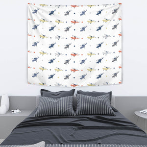 Cute Helicopter Star Pattern Wall Tapestry