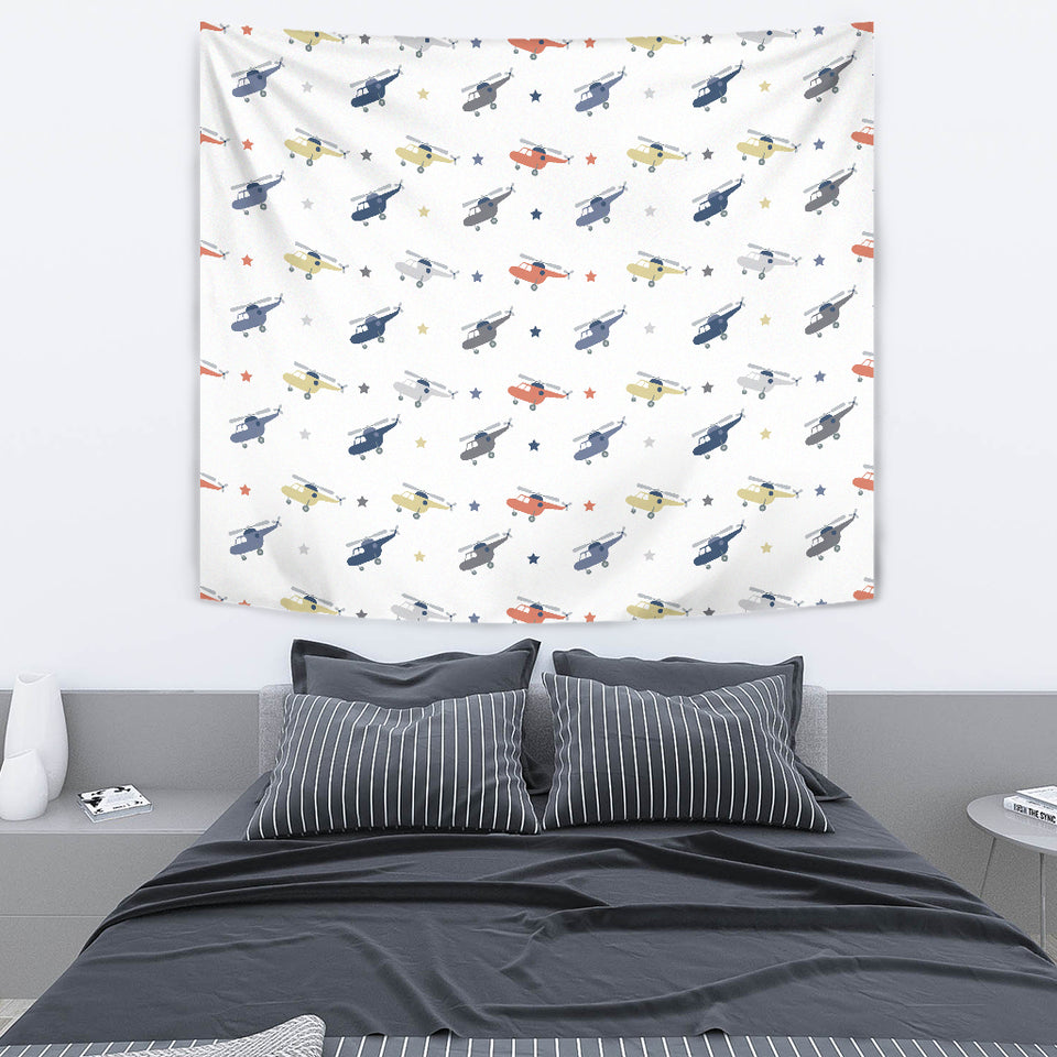 Cute Helicopter Star Pattern Wall Tapestry