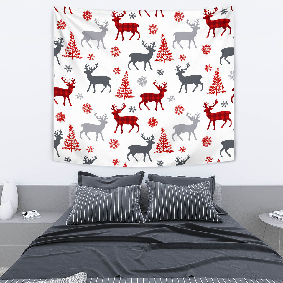 Deer Tree Snowflakes Chrismas Pattern Wall Tapestry