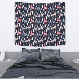 Deers Winter Christmas Pattern Wall Tapestry