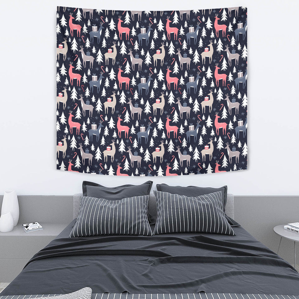 Deers Winter Christmas Pattern Wall Tapestry