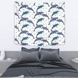 Dolphins Pattern Dotted Background Wall Tapestry