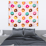 Donut Pattern Glaze Pink Background Wall Tapestry