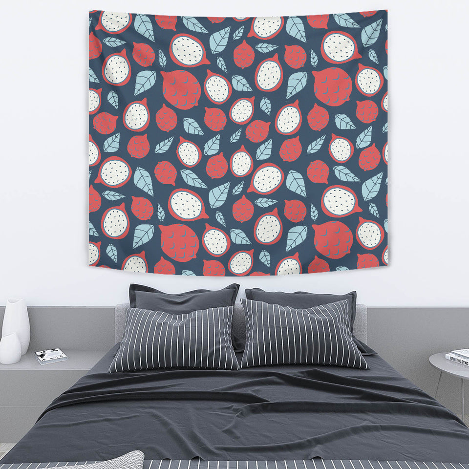Dragon Fruits Dark Blue Background Wall Tapestry