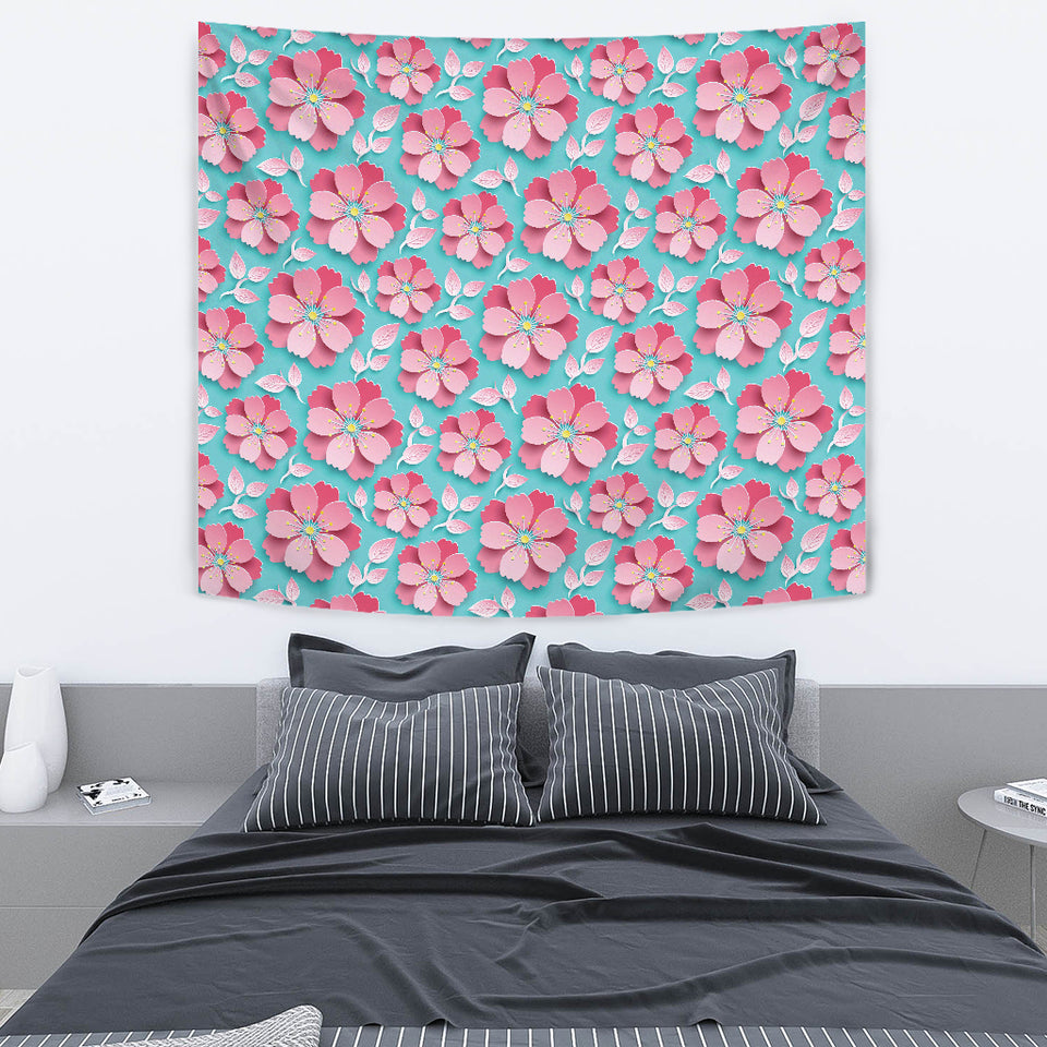 3D Sakura Cherry Blossom Pattern Wall Tapestry