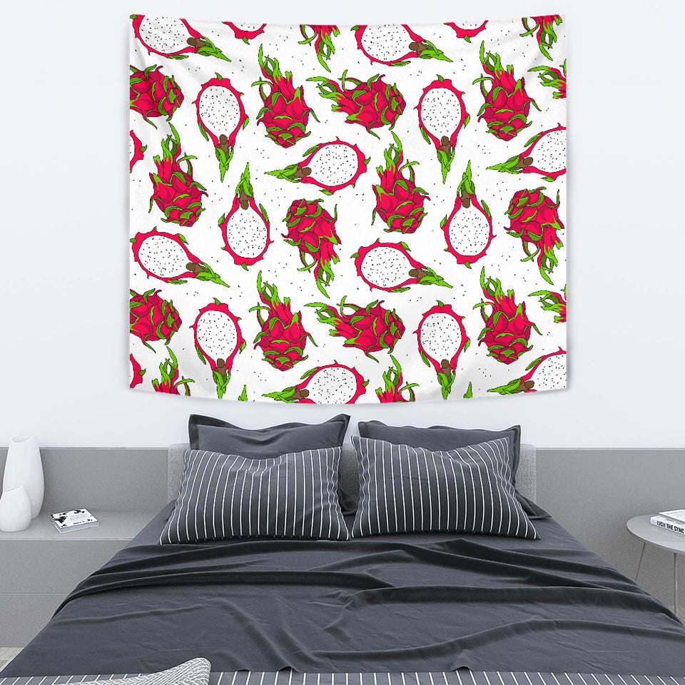 Dragon Fruits White Background Wall Tapestry