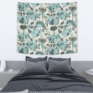 Dragonfly Butterfly Plants Insect Flower Vintage Style Pattern Wall Tapestry