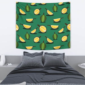 Durian Pattern Green Background Wall Tapestry