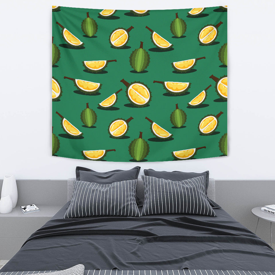 Durian Pattern Green Background Wall Tapestry