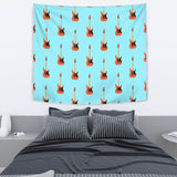 Electric Guitar Pattern Light Blue Background Wall Tapestry