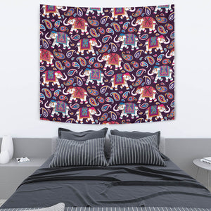 Elephant Indian Style Ornament Pattern Wall Tapestry