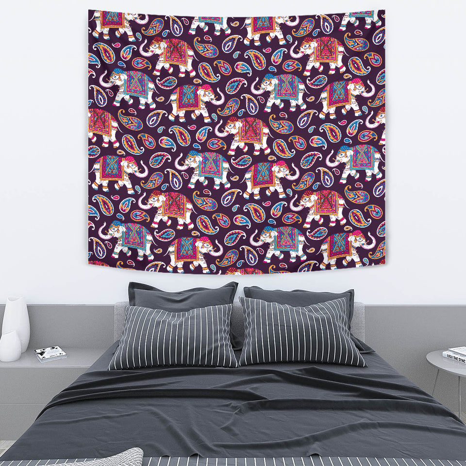 Elephant Indian Style Ornament Pattern Wall Tapestry