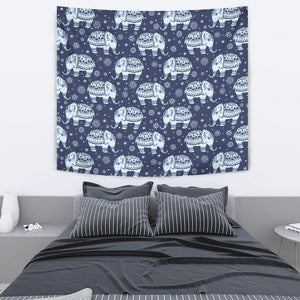 Elephant Tribal Design Pattern Wall Tapestry